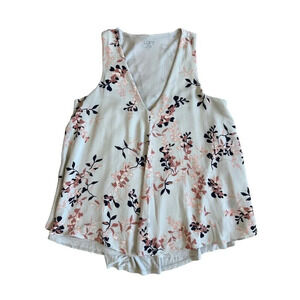 Loft Flowy Chiffon Tank Top Floral Size Small